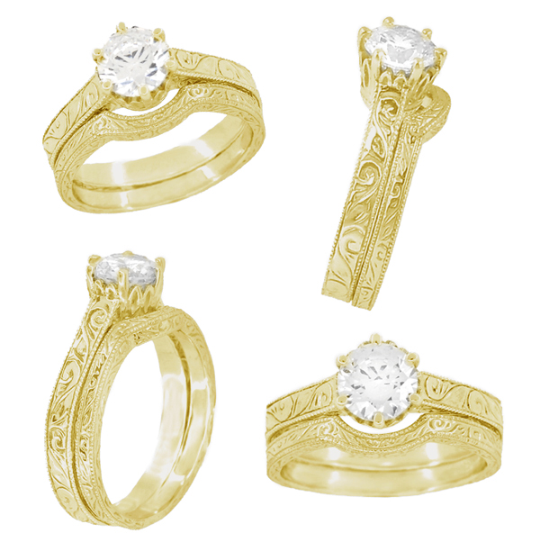 18k yellow gold wedding ring settings