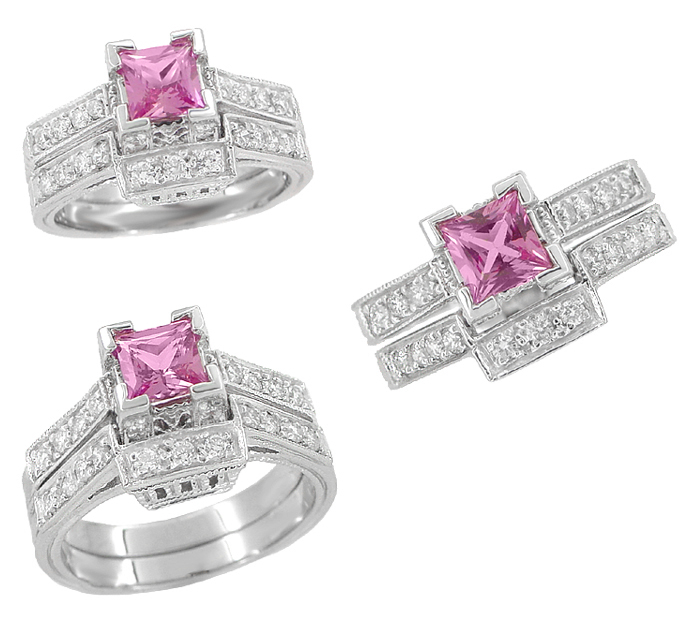 Pink diamond wedding rings