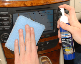 Next apply Diamondite Kleen Screen using the Cobra Microfiber Applicator to remove fingerprints and smudges.