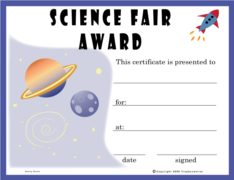 Free Science Fair Certificates Certificate Free Science Fair
