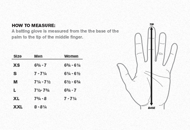 Louisville Slugger Batting Gloves Size Chart