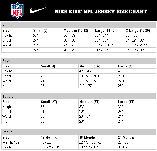 reebok jersey size chart compared to nike