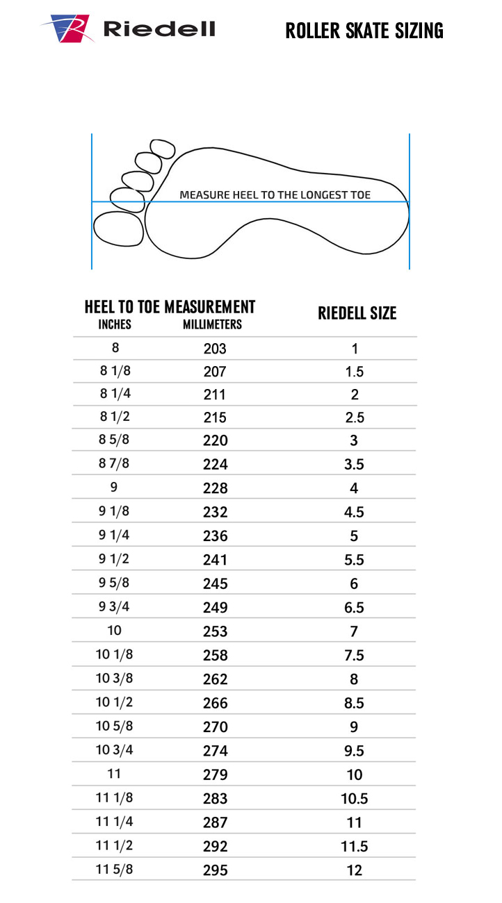 Riedell Roller Skate Sizing