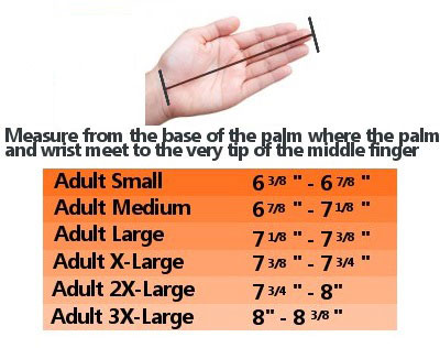 Receiver Gloves Size Chart