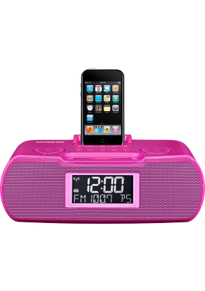 Sangean-RCR-10-pink<br>Atomic Clock Radio<br>Compatible with iPod<br><br>