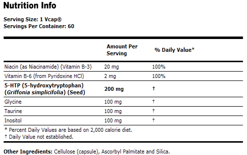 5-HTP 200 mg+ Tyrosine B-6 60 VCaps, NOW Foods