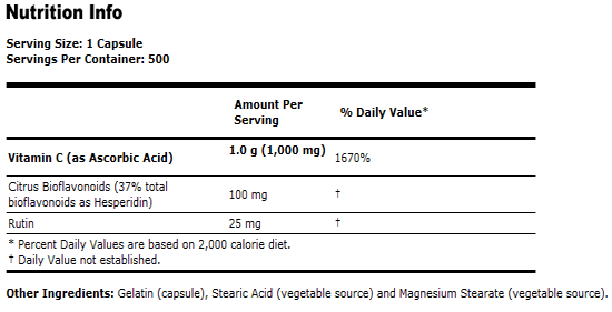 Vitamin C-1000 - 500 Capsules, NOW Foods