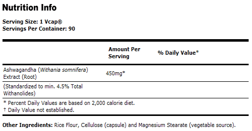 Ashwagandha Extract 450 mg - 90 VCaps