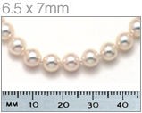 6.5 x 7mmm Pearl Necklace Next to Ruler