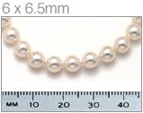 6 x 6.5mm Pearl Necklace Next to Ruler