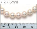 7 x 7.5mm Pearl Necklace Next to Ruler