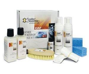 The Leather Master Car Interior Service Kit includes a complete leather care system for leather car seats.