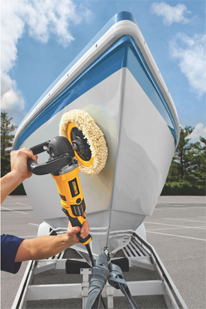 Use the DeWalt DWP849 Rotary Polisher on gel coat fiberglass boats and RVs.