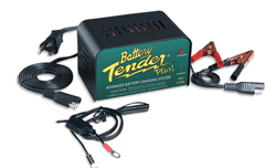 The Battery Tender Plus is a 1.25 amp battery charger designed to fully charge a battery and maintain it at proper storage voltage without the damaging effects caused by trickle chargers.