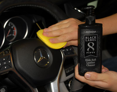 Black Label Hide-Soft Leather Cleaner works great on vinyl surfaces too