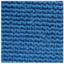 The woven structure gives the blue microfiber towel excellent grip for cleaning and polishing.