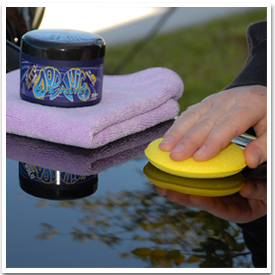 Use a soft foam or microfiber applicator, or your bare hands, to apply Dodo Juice Blue Velvet Wax.