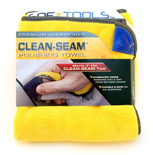 The Carrand Clean-Seam Towel removes wax residue from body seams.
