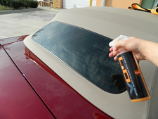 Chemical Guys Hybrid V7 Spray Sealant Detailer protects clear vinyl convertible top windows.