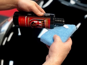Wolfgang Paintwork Polish Enhancer being applied to a microfiber applicator.