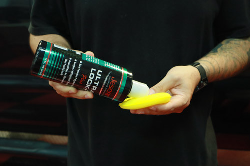 Apply a thin layer of product with a foam applicator.