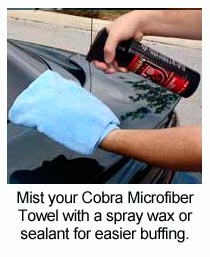 Dampen your buffing towel to remove Klasse Car Care Products more easily.