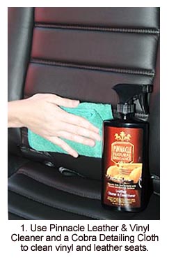 Cleaning with Pinnacle Leather & Vinyl Cleaner is the first step toward beautiful, supple leather upholstery.