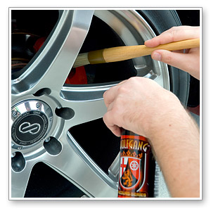 Clean brake calipers with the Clean Wheel Lug Nut Brush. The long handle makes it easy to reach the brake components.
