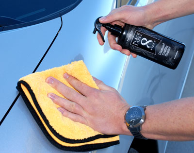 Black Label Diamond Coating Booster can be applied with a microfiber towel