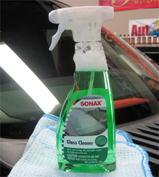 Sonax Glass Cleaner and Microfiber Glass Towel.