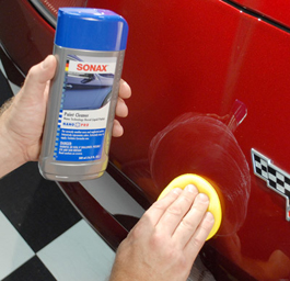 Spread Sonax Cleaner Wax over one section at a time.