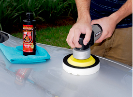 Work at a speed of 5 on your dual action polisher.
