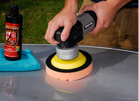 Work your dual action polisher at a speed of 5 or 6. You�re your rotary between 1200-1800 rpm.