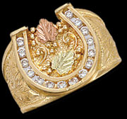 Black Hills Gold Diamond Horseshoe Ring for Men