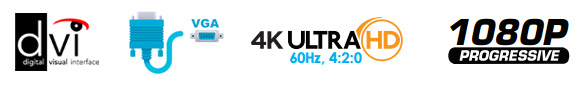EXT-DVI-EDIDN Features - 4K Ultra HD, DVI, VGA, & 1080P Logos