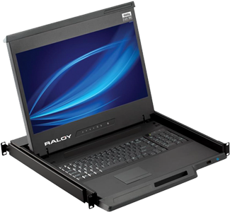 Raloy 17In LED Rackmount Monitor with 12 Port DVI KVM Switch - MAC Style Available