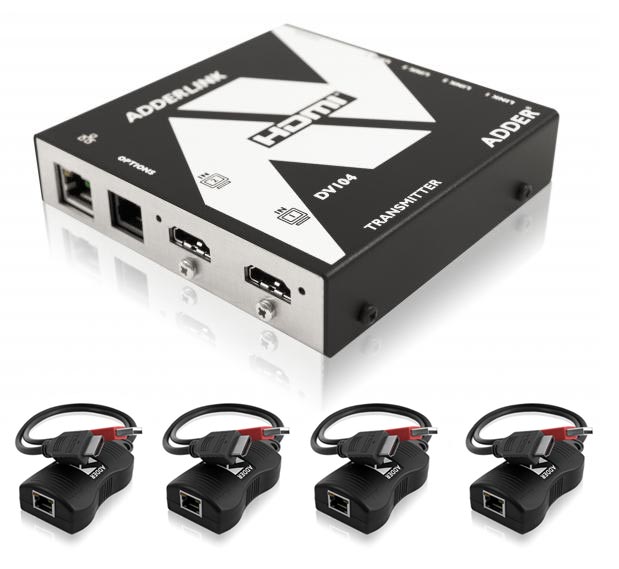 Adder ALDV104K 1080P 1 to 4 HDMI Extender/Splitter via CATx - up to 164 feet - Dual Head Extension capable