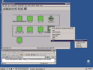 Consolidated view of HP OpenView NNM management interface and the AlterPath Integrator. 