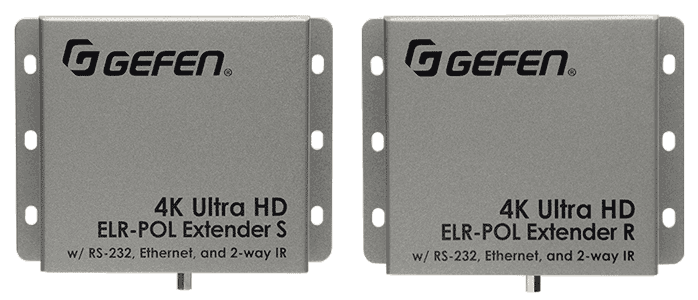 Gefen EXT-UHD-CAT5-ELRPOL 4K Ultra HD Video Extender for HDMI over CAT-5 with Ethernet, RS-232, Bi-Directional IR, and POL