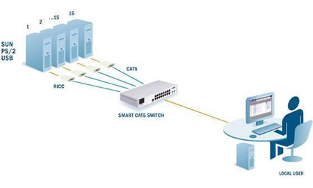 Minicom Smart CAT5 KVM Switch Diagram