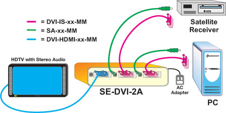 NTI 2 Port DVI Switch Application Diagram