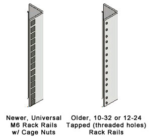Server rack rail styles