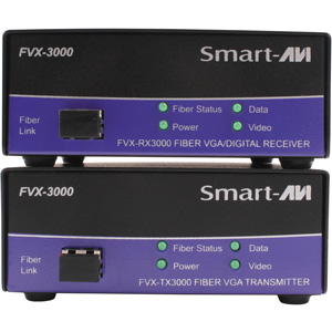 SmartAVI FVX-3000 Multimode Fiber KVM Extender (1,400 ft) - DVI-D or VGA, Transparent USB, & Audio