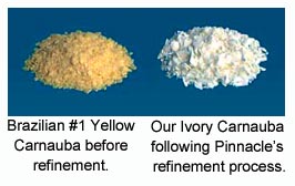 Yellow carnauba and Souveran's ivory carnauba wax.
