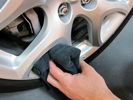 Buff wheels dry with the Wheel Detailing Towel.