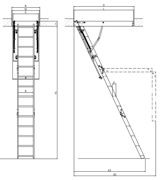 Wooden Basic Attic Ladder Various Sizes