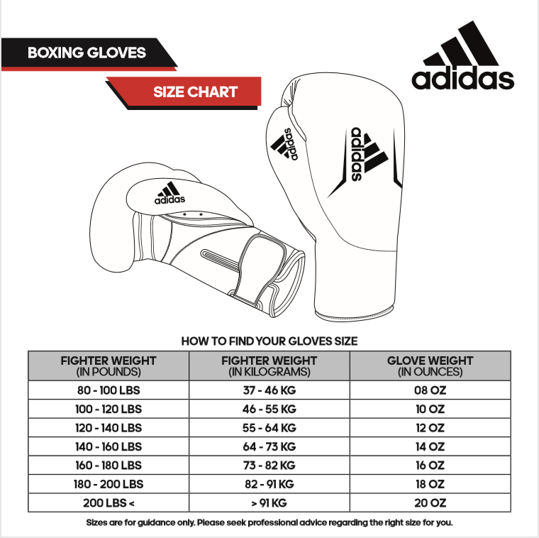 adidas glove size chart