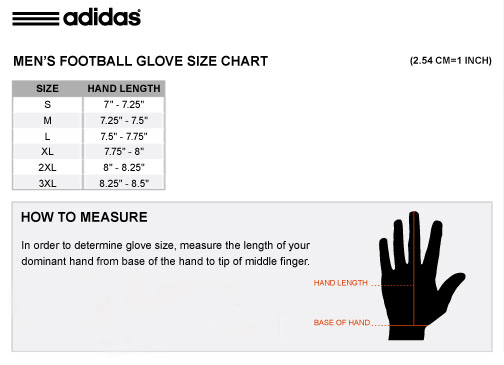 adidas football glove size chart