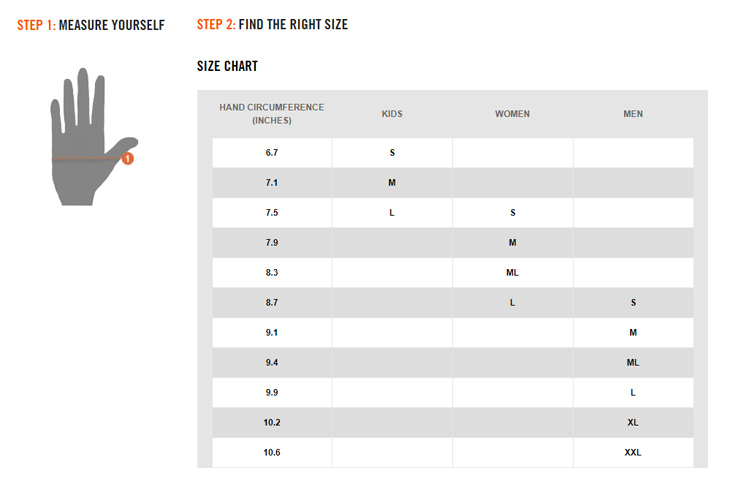 nike gloves size guide