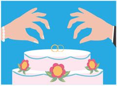 wedding bands on cake